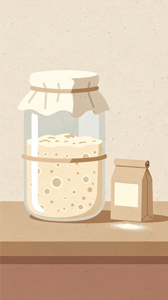 A cena do pote de fermento, no estilo Ilustração